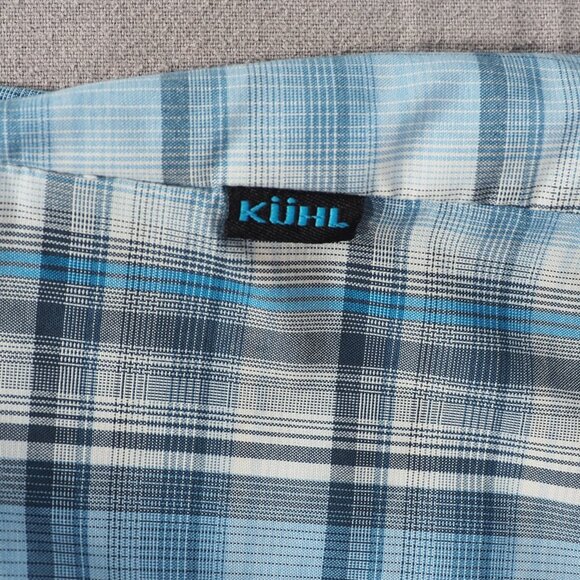 Kuhl Shirt Mens Large Blue Tartan Plaid Eluxur Outdoor Hike Preppy Flap Pockets - Picture 10 of 11